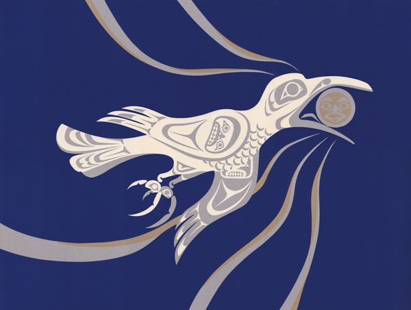 White Raven's Moonlit Flight